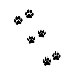 Fototapeta premium Realistic paw print silhouettes set ideal for pet, veterinary, animal care and branding designs.