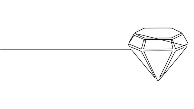 Diamond continuous one line drawing animation, Self drawing line animation Diamond continuous line drawn concept, Video. Continuous animation of drawing a single-line diamond. One editable line