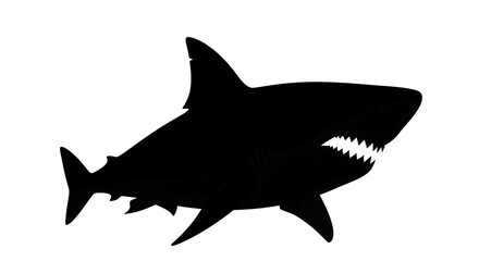 Fototapeta premium Black silhouette of a shark swimming.