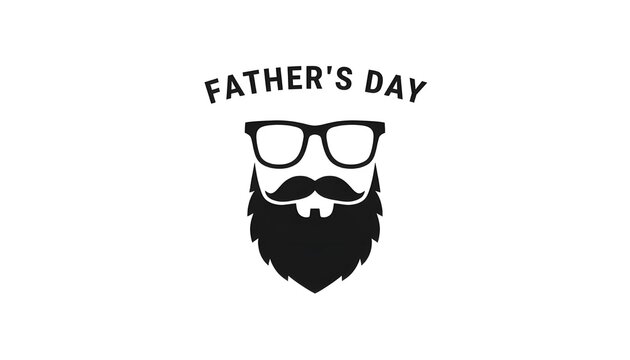 A black and white illustration of a bearded man's face with glasses and a mustache, celebrating Father's Day.