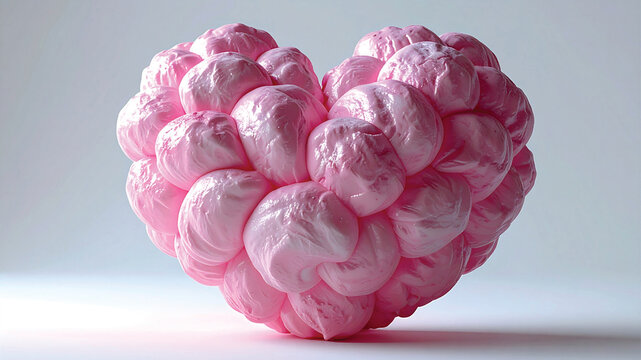 Soft squishy 3D puff heart isolated on white, marshmallow texture