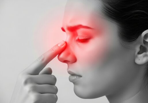 Woman experiencing sinus pain and pressure