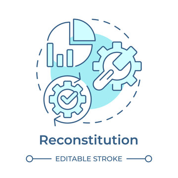 Reconstitution soft blue concept icon. Back to normal work. Phase of operation activation continuity. Round shape line illustration. Abstract idea. Graphic design. Easy to use in booklet