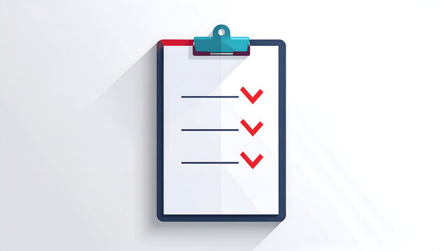 Clipboard checklist with check marks indicating tasks completed in modern flat vector style