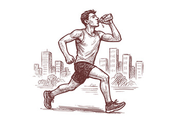 Obraz premium Park run Recreational Running Events hand drawn simple sketch vector illustration