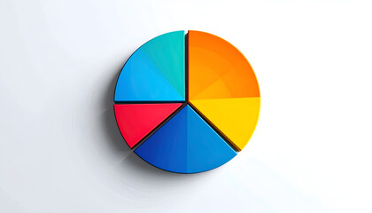 Fototapeta premium Colorful pie chart segments forming complete circle on white background