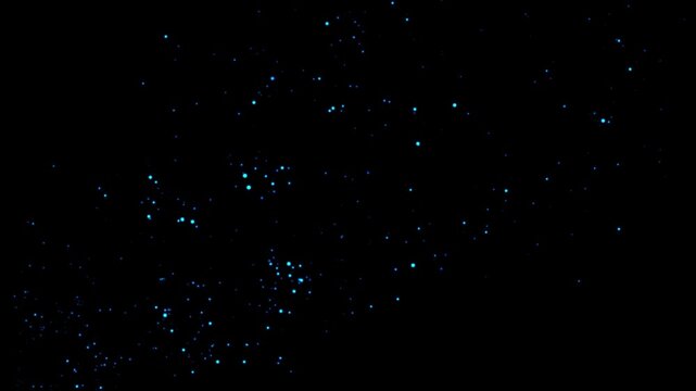 Magical Blue Sparkles and Glowing Dust Particles Rising with Ethereal Floating Embers and Glittering Light Effects on Alpha Channel Black Background, Fantasy Cinematic VFX Motion Graphics