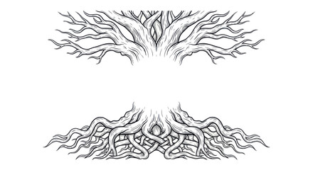 Obraz premium Intricate Tree of Life illustration with roots and branches, Celtic knot design