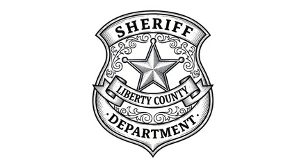 Obraz premium Sheriff Department Badge Emblem - Vintage Hand-Drawn Style