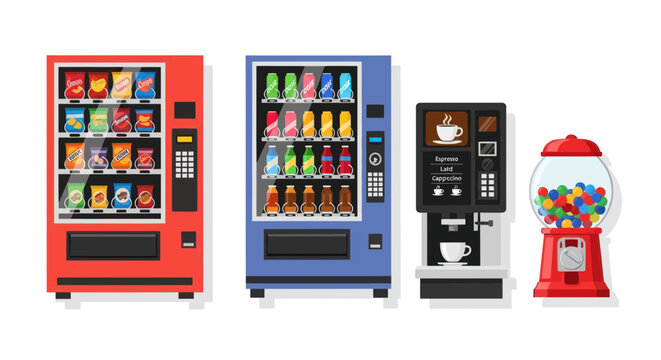 Vending Machines: Snacks, Drinks, Coffee, and Gum Ball Dispenser
