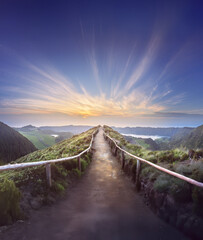 Fototapeta premium Mountain landscape Ponta Delgada island, Azores