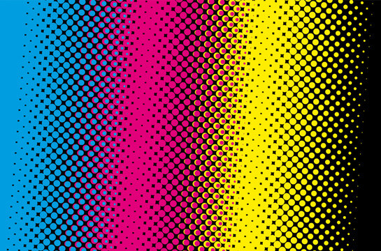 CMYK print design concept halftone background