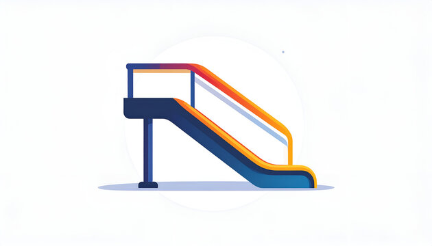 Blue and orange playground slide illustration on a white background for children's playtime