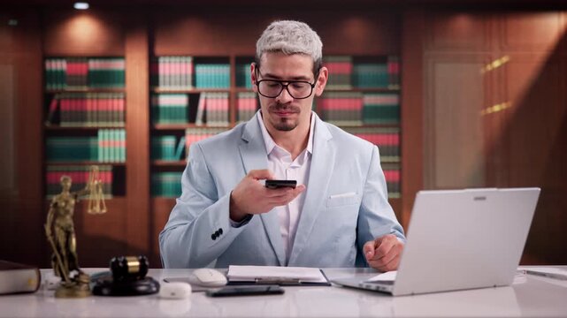 Lawyer Making Photo Of Document With Mobile Phone