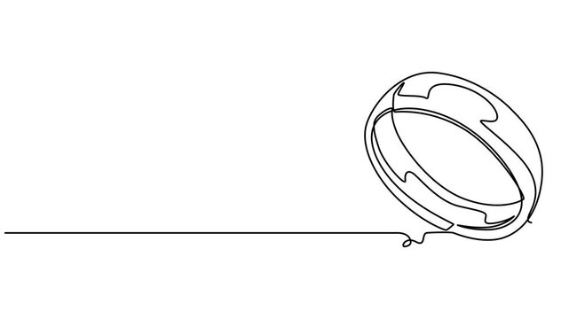 Wedding ring continuous one line drawing animation, Animated self drawing of continuous one line drawing,  Engagement, marriage. Romantic template for invitations and cards in simple linear style.