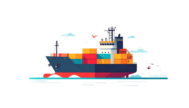Cargo ship carrying containers sailing in the sea vector illustration design