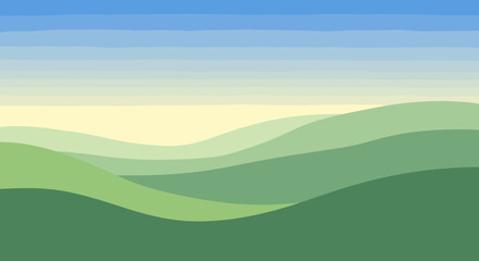 Obraz premium Green Hills Landscape with Blue Sky.