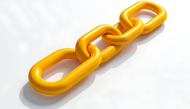 Shiny gold chain links connected in a row; macro detail of linking elements