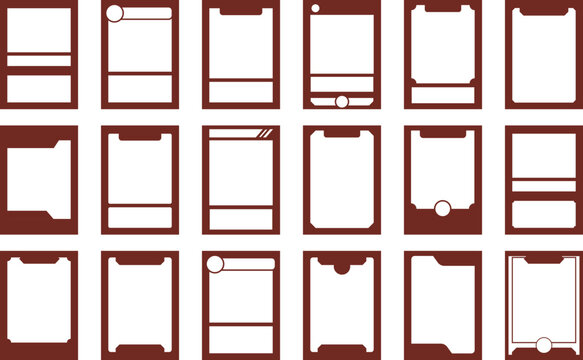 シンプルなカードフレームテンプレートセット（TCG・ゲームUI向け／ミニマルで汎用的なデザイン）