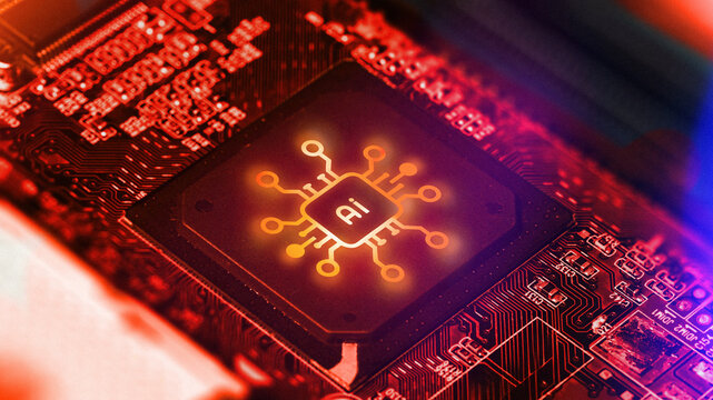 AI chip technology shown on circuit board during electronic development process