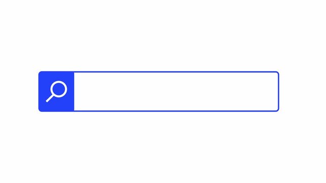 Search bar animation. Minimal input field with magnifying glass icon and clean modern interface design