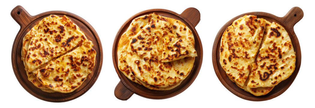Chickpea flatbread with crispy golden brown texture isolated on white background. Concept of Argentina Faina food