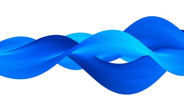 Vibrant blue wavy fabric twisting in motion against white background for design