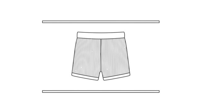 Minimalist vector outline illustration of striped boxer shorts garment for fashion template design
