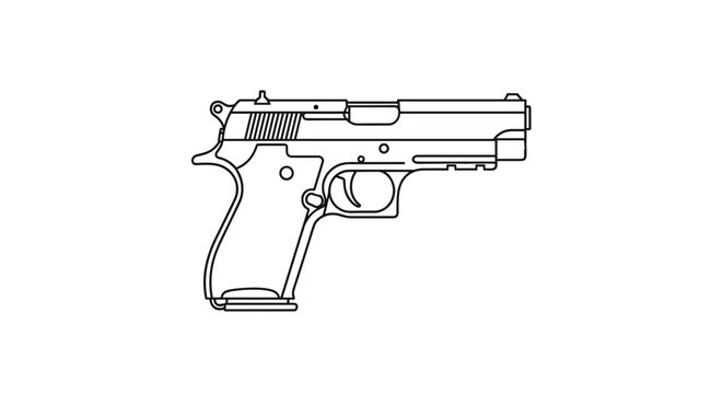 Handgun Pistol Side View Illustration.