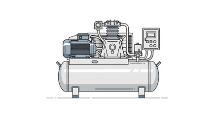 Obraz premium Industrial Air Compressor Machine Diagram.