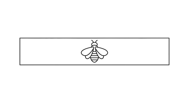 Minimalist outline of a buzzing bee insect centered in a sleek rectangular frame design