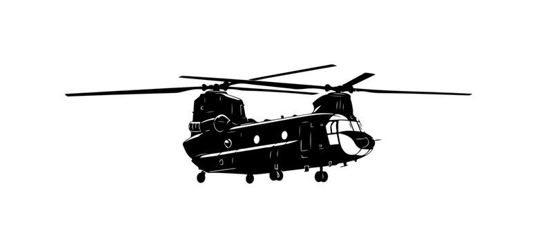 CH-47 Chinook Military Helicopter Vector Illustration