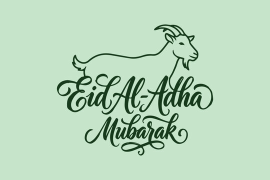 Eid al-adha mubarak text with goat object 