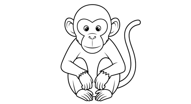 Monkey Sitting with Curved Tail.