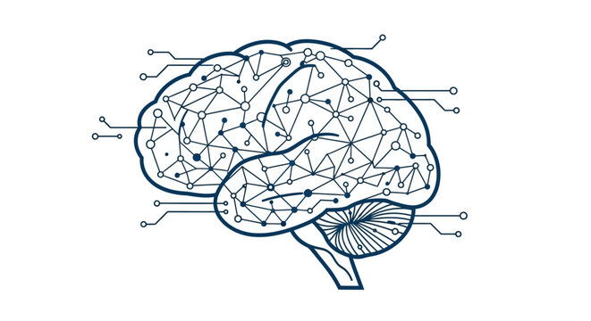 Abstract Brain Network Connections, Artificial Intelligence and Neural Network Concept