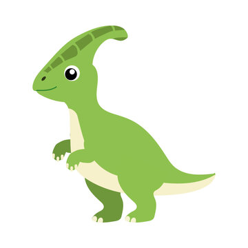 Cute Green Parasaurolophus Cartoon