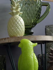 Cockatoo or parrot theme with some textured surfaces of various decorative elements and with various shades from yellow to green © Wijiji