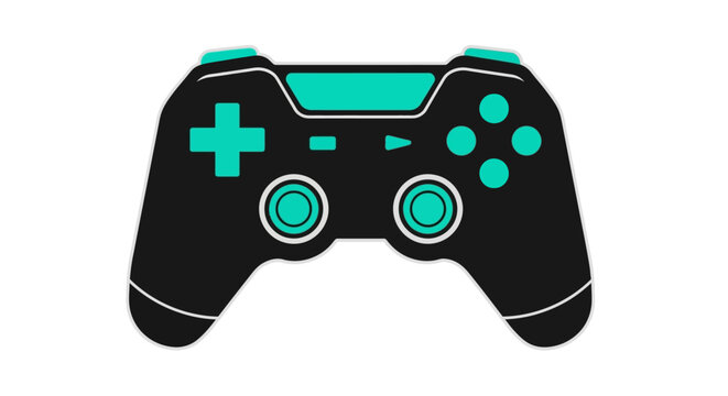Modern Video Game Controller Icon, Futuristic Gaming Input Device, Black and Teal