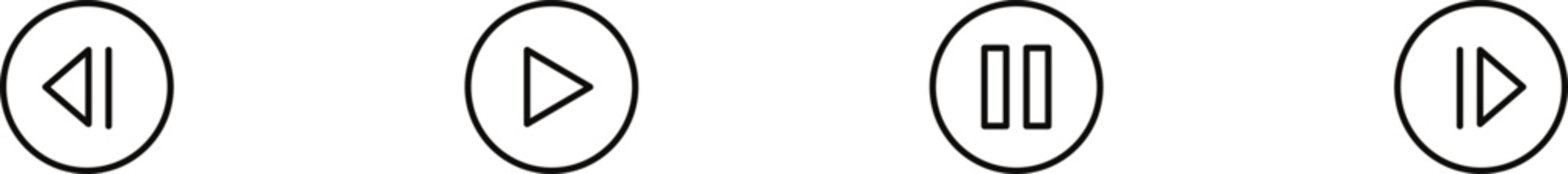 Set of media player icons play pause stop fast forward rewind