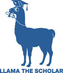 Fototapeta premium Llama wearing graduation cap and glasses holding diploma