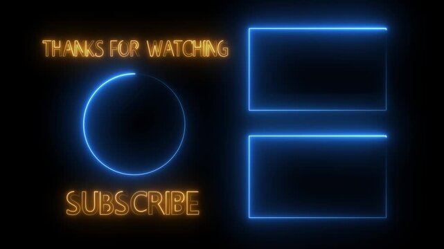 boost your channel with this vibrant end screen, thanks for watching, subscribe now and add your content to these elegant neon frames for maximum impact
