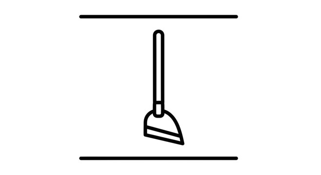 Simple vector line illustration of a traditional garden hoe used for cultivating soil and weeding