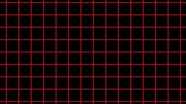 4K Abstract red background with squares grid line animation. Animated waving red wireframe grid line. Loop abstract motion animation.