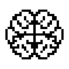 Obraz premium Pixel art vector of a human brain in a minimalist style