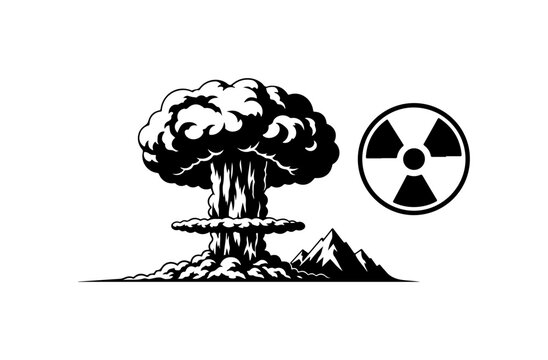 Nuclear Explosion and Radiation Symbol Illustration