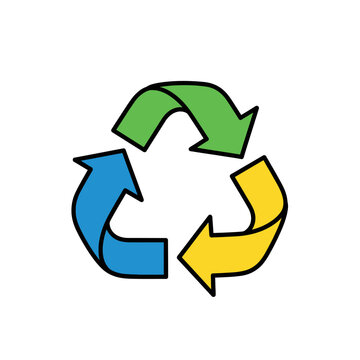 Colorful Recycling Symbol Icon on White Background