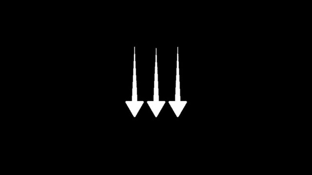 Hand drawn three white arrows pointing downward on black 
.