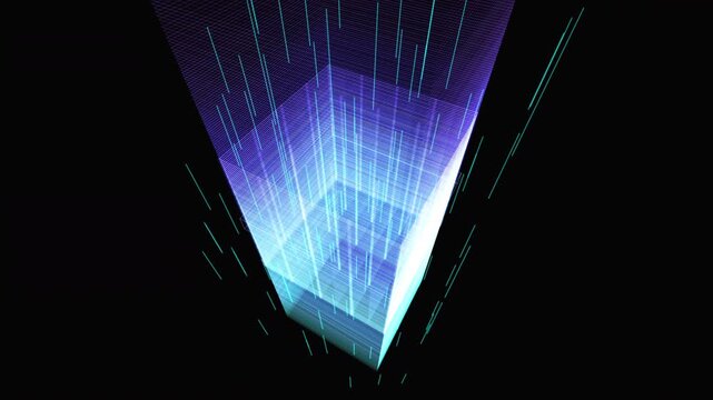 dark monolithic processor core dynamically extrudes glowing virtual machine layers in a mesmerizing macro 3D sequence. Visualizes hardware virtualization. Works for enterprise IT brand films.