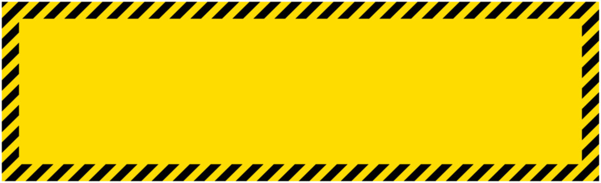 四方を警戒色で囲んだ横長フレーム 立ち入り禁止・工事中バナー