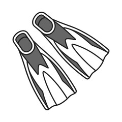 Black and white flippers for scuba diving, snorkel fins pair vector clipart © Tushar's Cloud